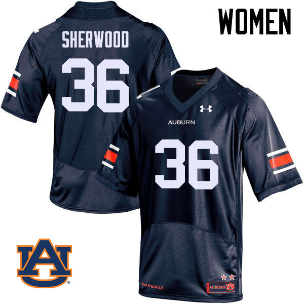 Women Auburn Tigers #36 Michael Sherwood College Football Jerseys Sale-Navy